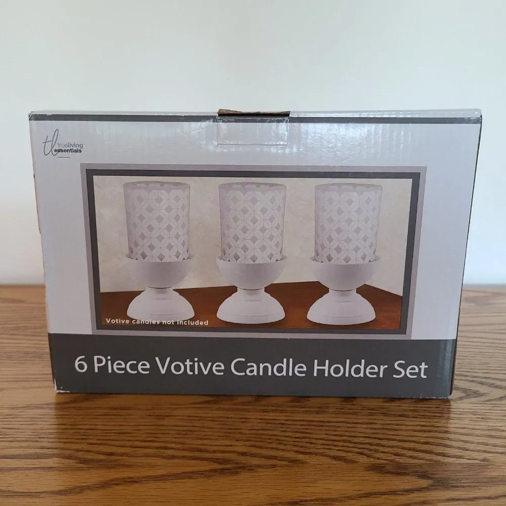 TrueLiving Essentials 6 Piece Votive Candle Holder Set NIB NWT